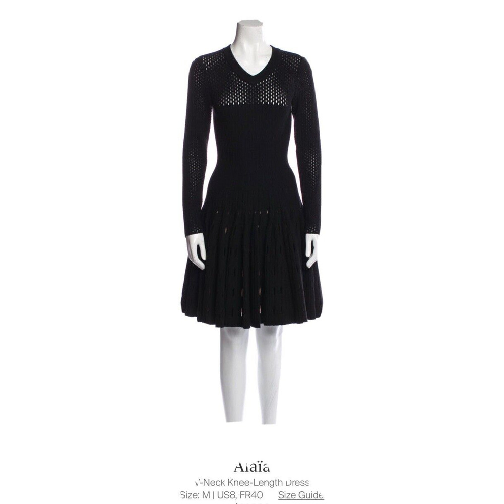 ALAIA FLAIR & FIT PERFORATED LONG SLEEVE DRESS